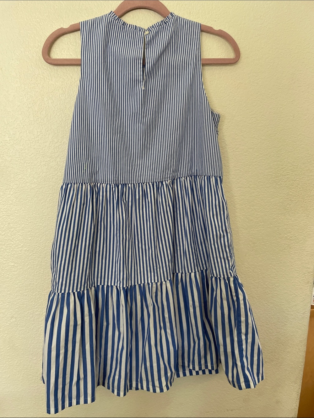 J. Crew Blue & White Striped Sleeveless Tiered Dress cottage core 2 cotton - Picture 6 of 6